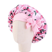YT Groothandel Fruit Print Satijn Kinder Bonnet Haarband Design Elastisch Zacht Douchemutsje Baby Meisjes Haarverzorging Bescherming Strandfeest Dagelijks