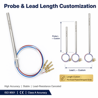 Sonde de température HUADONG 4 fils PT100, boîtier en acier inoxydable avec connecteur à broches métalliques, câble fluoroplastique haute température