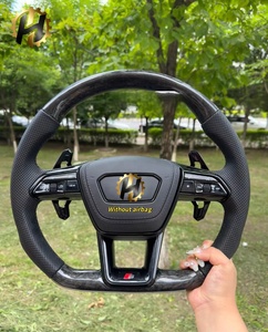 Volant <span class=keywords><strong>sport</strong></span> en cuir et fibre de carbone en forme de D pour <span class=keywords><strong>Audi</strong></span> <span class=keywords><strong>RS6</strong></span> RS7 C8, avec palettes de changement de vitesse personnalisées - Product Image 2