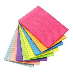 Cheap customized big size 4*6in neon pastel color strong adhesive marker clear lined school supplier sticky notes memo pads