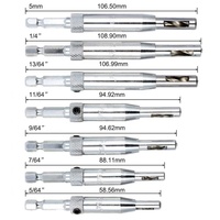 Lot de 7 forets de centrage réglables HSS Drillpro pour charnières de porte, forets coniques auto-centrés, outils de travail du bois