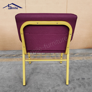 Chaise de conférence rouge SMILE, chaises d'église, design moderne pour extérieur, usage commercial, tissu en lin, rembourrage en mousse, acier, confortable, robuste - Product Image 4