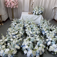 IFG Best Seller Boules de fleurs artificielles blanches et bleues pour centre de table de mariage et décoration de fête