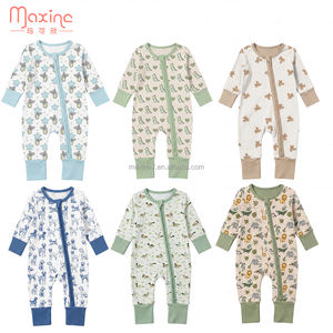 Vêtements de printemps et d'automne pour bébé, vêtements de nuit, <span class=keywords><strong>fermeture</strong></span> éclair sur le <span class=keywords><strong>devant</strong></span>, barboteuse à volants pour nouveau-nés, garçons, imprimé koala, barboteuse en bambou pour bébé - Product Image 3