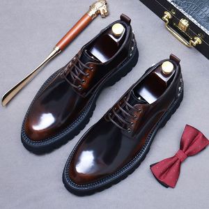 Zapatos Formales de Negocios para Hombre con Cordones - Suela de Goma Gruesa Antideslizante, Transpirables, Diseño de Parches, Casuales, Ideales para Bodas - Product Image 6