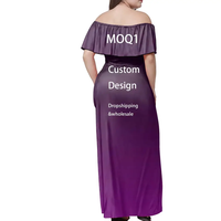 Nouveauté Robe samoane grande taille pour femmes-Pull à épaules dénudées, long avec imprimé hibiscus