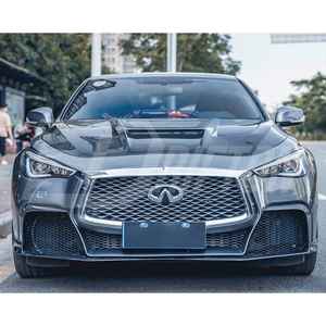 Progetto nero S porzione in fibra di carbonio paraurti anteriore per <span class=keywords><strong>Infiniti</strong></span> <span class=keywords><strong>Q60</strong></span> - Product Image 2