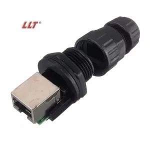 LLT M19 RJ45 çoğaltıcı Ethernet ağ genişletici su geçirmez kablo fişi kalkan konektörü IP67 açık RJ45