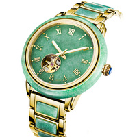 Reloj de Pareja Mecánico Automático de Acero Inoxidable con Jade Genuino, Logotipo Personalizable OEM ODM, con Movimiento Japonés Miyota