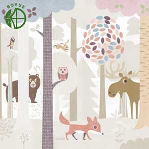 Papier peint <span class=keywords><strong>mural</strong></span> moderne BOYUE, écologique, imperméable, personnalisé, non tissé, imprimé 3D avec des animaux, pour salle à manger, chambre à coucher, 1 an - Product Image 3