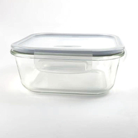 Contenants de préparation de repas rectangulaires en verre transparent/gris de 0,8 L, 1,1 L et 1,8 L, hermétiques, durables, multifonctionnels, avec couvercles à fermeture à clipser