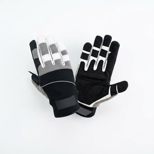 Gants de travail antidérapants en PU JNA GROUP, noir et gris, bouts des doigts texturés, poignet élastique, usage général, sécurité, 4 mil, 10 pouces - Product Image 1