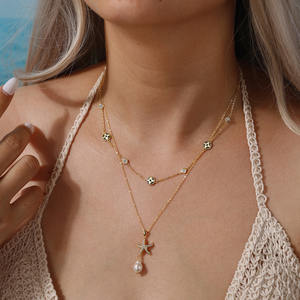 RINNTIN GMN <span class=keywords><strong>Collana</strong></span> alla Moda in Argento 925 Gioielli Coreani con <span class=keywords><strong>Perle</strong></span> <span class=keywords><strong>Naturali</strong></span> di Conchiglia <span class=keywords><strong>Collana</strong></span> Quadrifoglio a 4 Foglie da Donna - Product Image 4