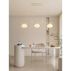 Suspension LED Minimaliste Moderne, Hauteur Réglable, Blanc Chaud Crème, Style Nordique, pour Bar et Salle à Manger, Forme Rectangulaire, Intensité Variable - Product Image 1