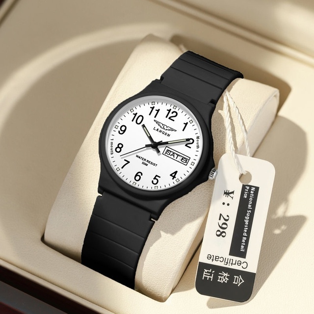 Student Exam Watch Luminous Calendar INS Style Qiao Mei Little Black Watch for Men Women Couples Quartz Internet Accessible