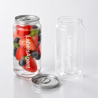 Boîtes en PET transparentes avec impression de logo personnalisée, motifs imprimés, avec anneau de traction, pour sodas, canettes en plastique avec couvercles en aluminium