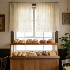 <span class=keywords><strong>Rideau</strong></span> <span class=keywords><strong>court</strong></span> brodé floral à suspendre sur tringle – Respirant <span class=keywords><strong>pour</strong></span> cuisine, chambre, balcon, décoration intérieure - Product Image 1