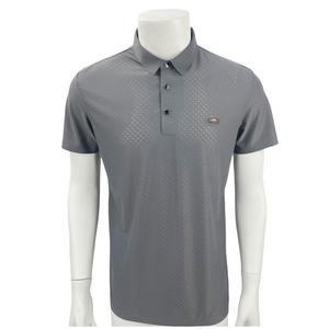 Polo transpirable de malla suave de gama alta, camisa de Golf de manga corta tejida gris clásica - Product Image 1