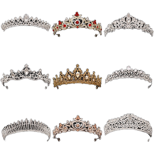 웨딩 크라운 헤어 주얼리 신부 헤어 액세서리 여성 바로크 크라운 라인스톤 크리스탈 티아라 신부 여왕 파티 크라운 선물 - Product Image 1