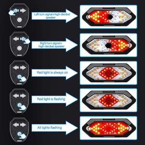 Vente en gros de feux arrière LED sans fil à télécommande USB rechargeables, étanches, pour vélo, avec clignotants de sécurité - Product Image 3