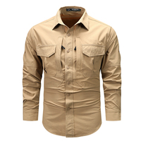 Chemise pour homme en spandex/polyester, séchage rapide, tissu ripstop respirant, extensible, imperméable, tactique, manches longues, randonnée, escalade, chasse