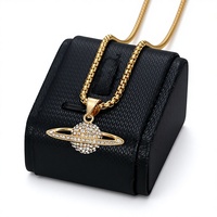 Colliers pendentifs Hip Hop Celestial the Earth en acier inoxydable étanche, sertis de zircons CZ, bijoux de mode pour hommes, vente en gros