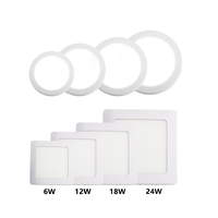 Plafonnier LED moderne en aluminium pour salle de bain, design carré plat, 12W-24W, downlight encastré avec panneau fin sans cadre