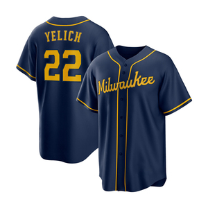 Индивидуальная оптовая вышивка на заказ для команды Milwaukee Brewers # 9 # Бейсбольная футболка из полиэстеровой сетки, унисекс, для взрослых, с принтом логотипа спереди - Product Image 4