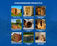 Sauna Exterior Moderna de Cedro Rojo Claro de Alta Calidad para 7 Personas, con Calefacción Eléctrica y Panel de Control Computarizado para Villas