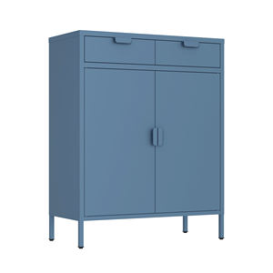 Moderno Armadio in Acciaio con Cassetti, Mobile Multifunzione in Metallo con 2 Ante, Armadietto Salvaspazio per Camera da Letto - Product Image 3