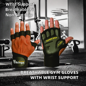 Guantes de Levantamiento de Pesas Vikingos Orientales con Soporte para Muñeca, Transpirables, Antideslizantes, con Cierre de Gancho y Bucle, para Entrenamiento de Fuerza y Fitness - Product Image 2