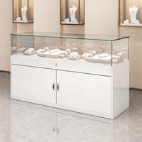 Vitrine de Comptoir Rectangulaire en Verre Personnalisée pour Bijoux, Design Coulissant, Aucun Montage Requis, Options Noir/Blanc pour Événements Culturels