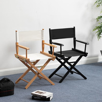 Chaise de réalisateur pliable KingGear avec logo personnalisé, design japonais, en bois de hêtre léger et confortable - Utilisation en plein air, camping et plage