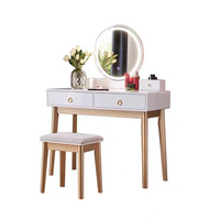 Petit ensemble de maquillage blanc, coiffeuse, table de maquillage, coin blanc, bureau pour filles avec miroir, lumières et chaise
