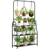 Support pour plantes multiples à 3 niveaux, pour balcon, jardin, patio, intérieur et extérieur, grand support d'angle suspendu pour plantes, étagère à fleurs en métal