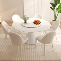Moderner Stil Luxus Marmor runden vollen Esstisch Stuhl Set 4 6 8-Sitzer Restaurant Küche nach Hause Weißmetall Möbel Designs