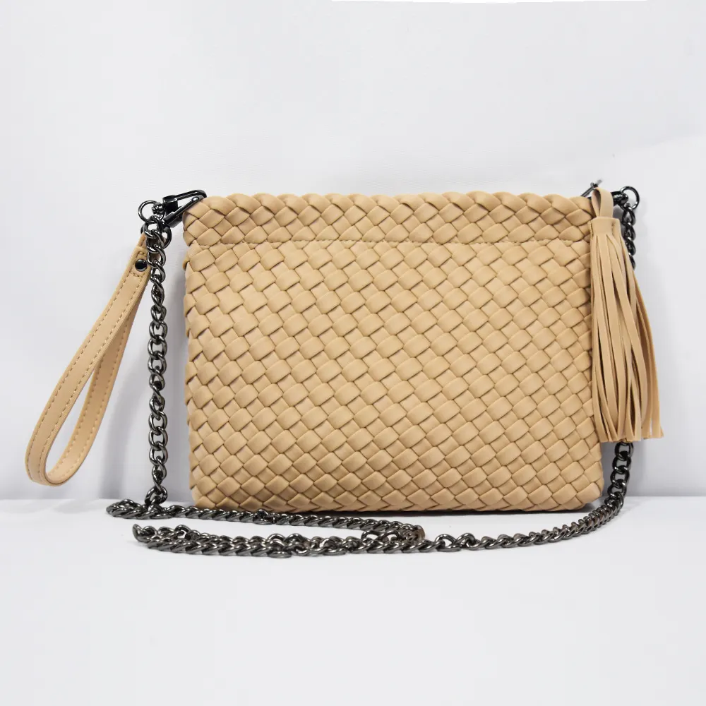 With Long Chain Strap Weaved Trendy Bags Purse And Handbags 2024 Cross Body Hand Free