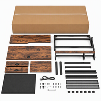 Bureau d'ordinateur 47 pouces avec support pour écran, tiroirs en tissu et prises électriques, bureau de jeu pour la maison ou le bureau, pour chambre à coucher, brun rustique