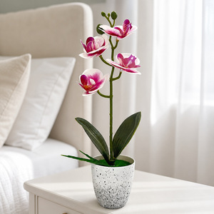 Orchidées Phalaenopsis artificielles avec pot, plantes en pot simulées imprimées en 3D, décorations de bureau à domicile - Product Image 4