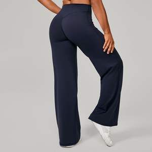 Pantalones <span class=keywords><strong>de</strong></span> yoga para levantamiento <span class=keywords><strong>de</strong></span> cadera <span class=keywords><strong>de</strong></span> secado rápido <span class=keywords><strong>de</strong></span> cintura alta con logotipo personalizado, pantalones acampanados ajustados <span class=keywords><strong>de</strong></span> pierna ancha, mallas deportivas para gimnasio para <span class=keywords><strong>mujer</strong></span> - Product Image 4