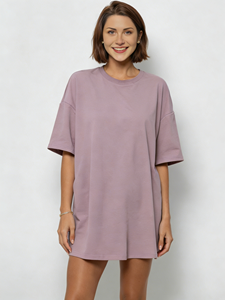 T-shirts amples et décontractés en coton 100 % pour femmes, avec logo personnalisé, coupe ajustée, couleur unie, vente en gros - Product Image 2