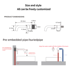 Chải Vàng Bàn Chải Treo Tường Brass Lưu Vực Mixer Tap Vòi Nước Brass Cho Phòng Tắm Biệt Thự Nước Nóng Lạnh Vòi Nước - Product Image 6