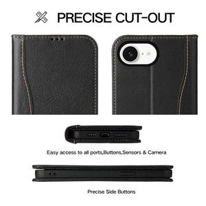 Funda de cuero genuino con función de billetera clásica Flip Folio para teléfono móvil Smart View para <span class=keywords><strong>iPhone</strong></span> 17 16 SE 16 Pro Max 15 14 <span class=keywords><strong>13</strong></span> - Product Image 5