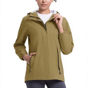 Women's Olive Green Hooded Windproof <b>Jacket</b> With Zipper Closure Full Sleeve Utility Style Spring Wear - Product Image 4