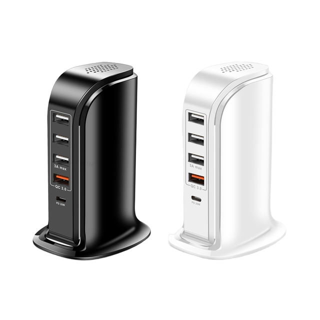 Portable 20 W 4-Port USB-A+1 Type-C Fast Multi Charger Station Convenient Portable Multi-Device Charging Solution