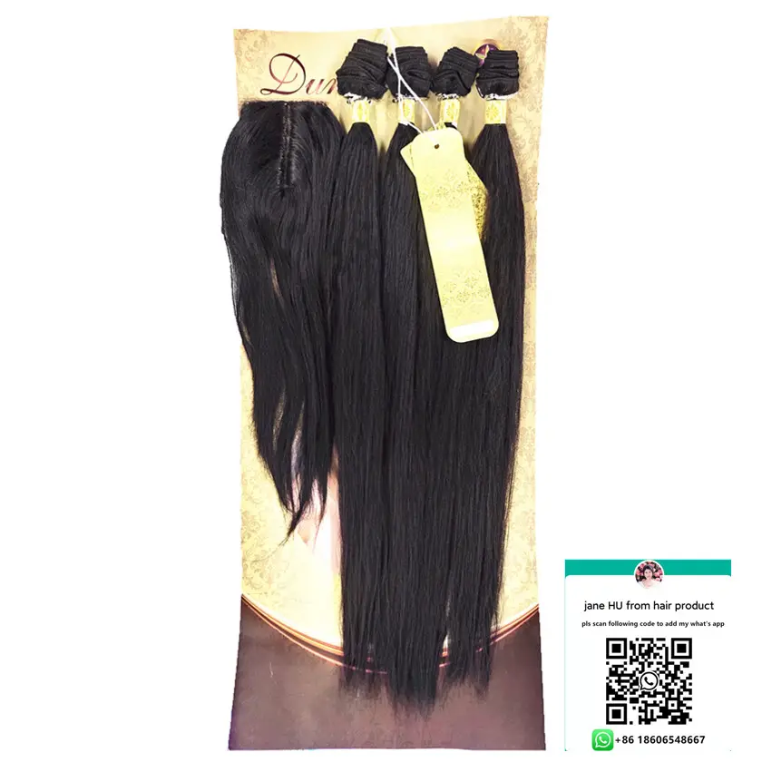Pacchetto di capelli lisci setosi durevoli con chiusura STW 24 "200G estensione dei capelli mista a prezzo più basso