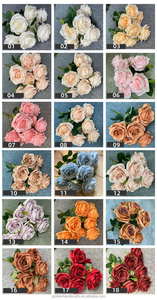 Ramo de rosas artificiales de 9 cabezas, flores artificiales, ramo de rosas, ramo de rosas blancas, venta al por mayor - Product Image 6