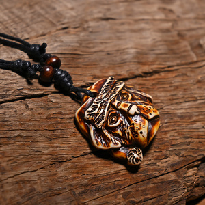 Collar con Colgante de Cabeza de Perro, Estilo Tribal Retro, Amuleto Indio <span class=keywords><strong>Maya</strong></span>, para Hombre, Regalo Étnico de Aniversario, FX028 - Product Image 4