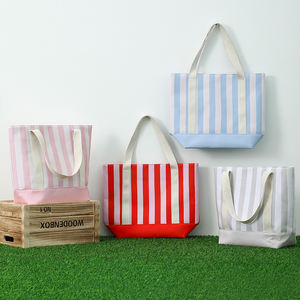 Woman <b>Foldable</b> Utility Tote <b>Bag</b> Personalized Pin Weekender <b>Bag</b> Canvas Striped <b>Beach</b> Tote <b>Bag</b> - Product Image 1