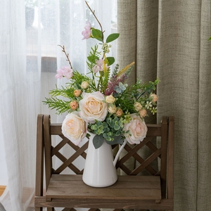CF02105 Ramo de Rosas Románticas de 21 Pulgadas con <span class=keywords><strong>Lila</strong></span> y Follaje Mixto, Elegante Centro de Mesa para Decoración del Hogar - Product Image 3